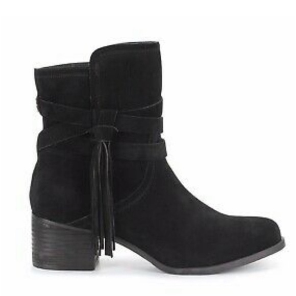 Ugg Koolaburra Kenz Black Suede Ankle Boots Booties 8.5 - Picture 1 of 11